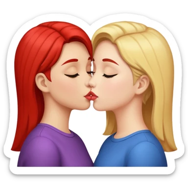 Two girls kissing each other sticker