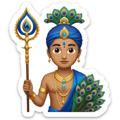 Add spear in Murugan's hand https://www.emojis.com/emoji/lord-murugan-with-peacock-2CT7AkyFuYy sticker