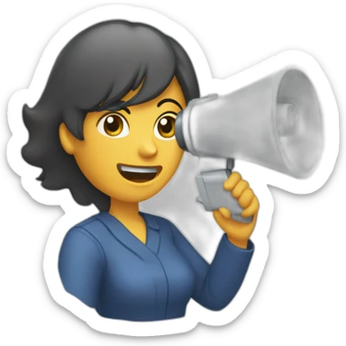 woman shouting into silver megaphone sticker