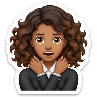 Brown and black wavy crossed arms grabbing her neck screaming  sticker