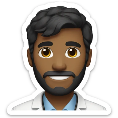 young lwwhite male doctor with full short beard, has black hair  sticker