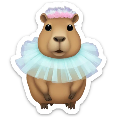 A capybara wearing a tutu and being sassy sticker