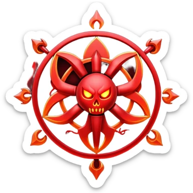 Chaotic infernal sigil pulsating with red energy, ritual magic aesthetic sticker