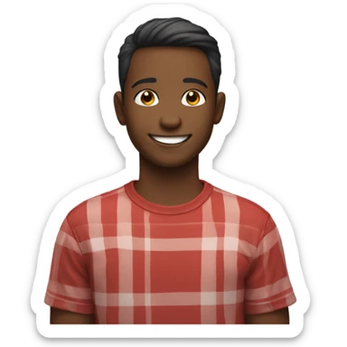 smiling boy in red-shirt without glasses sticker