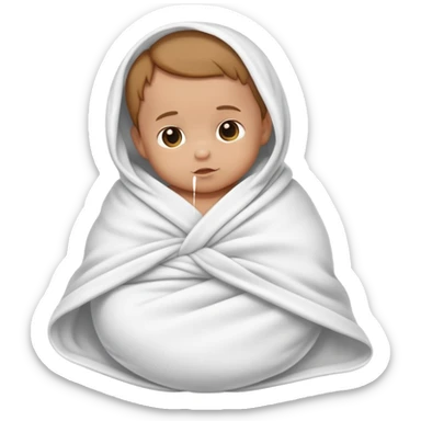 lightly tanned baby swaddled in a white blanket sticker
