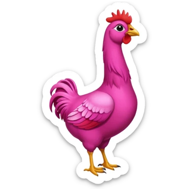Gallina de pelaje rosa fuerte mezclada con una jirafa sin manchas sticker