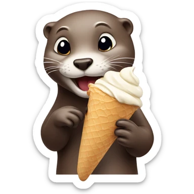 Otter eating ice cream sticker