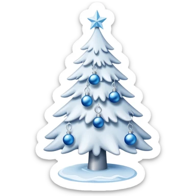 White christmas tree with cold theme decoration  sticker