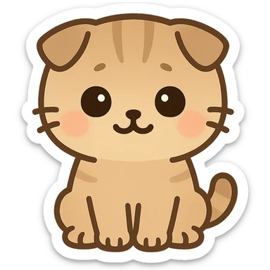 kawaii scottish fold kitten sitting, twitter style emoji sticker