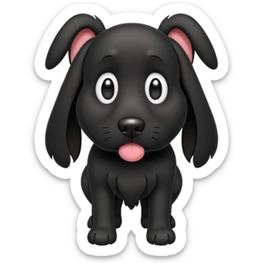 Please give me an all black dog with droopy ears as a walking dog emoji sticker