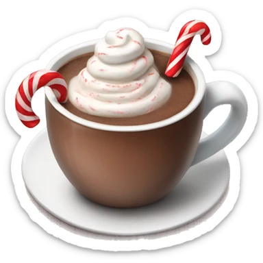 Hot cocoa with candy cane sticker