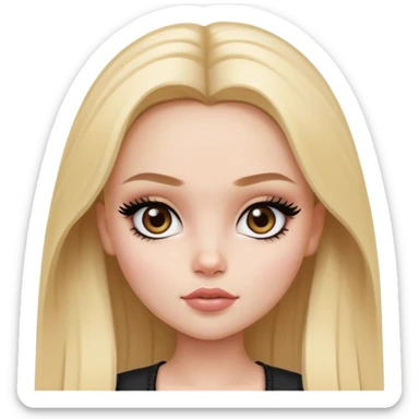pretty bratz girl, clean girl style, blonde hair,  hazel eyes, black eyeliner, pale skin sticker
