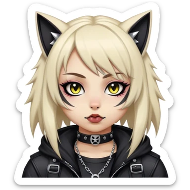 Edgy Kawaii Cute Cool Cartoon Anime Punk Techwear Gothic Catgirl sticker