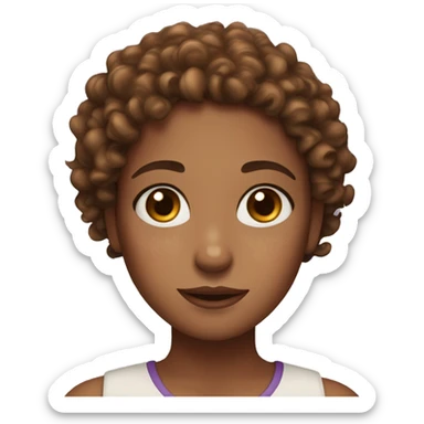 Brown curly hair and hazel eyes girl with lots of freckles sticker