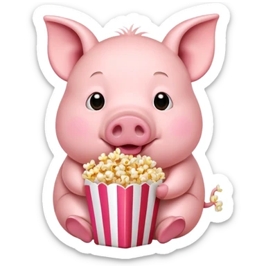 Pig eating popcorn  sticker
