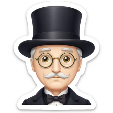 old elegant Victorian man with monocle and top hat sticker