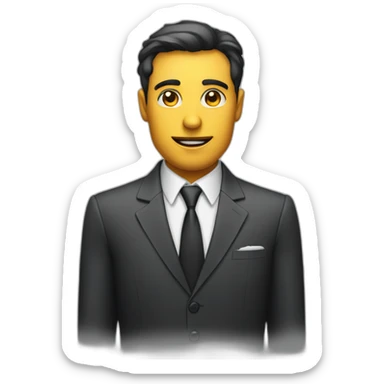 Front Portrait a fish human-like face, featuring expressive visage, talking. with a sleek shirt and tie like a salesman sticker