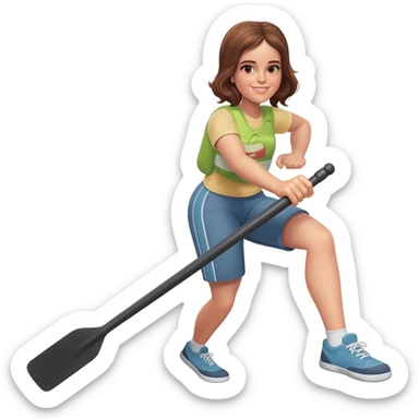 Brown hair women rowing sticker