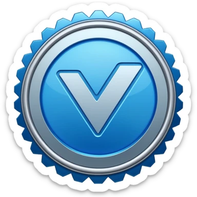 blue tick verification badge on a circular shape with zigzag edges sticker