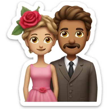 Hombre dándole una rosa a una mujer sticker