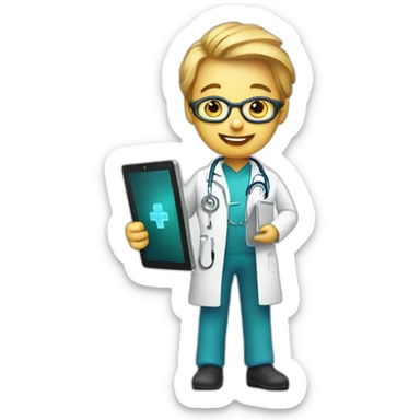 Digital medical doctor with tablet pc sticker