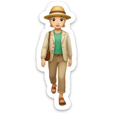 somone walking in a garden on a path with flower and trees around him sticker