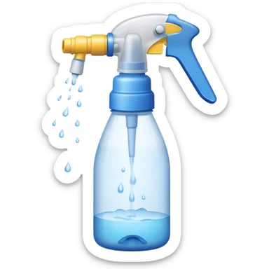 a spray bottle spraying water. sticker