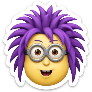 Purple Minion with crazy hair sticker