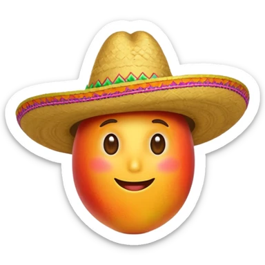A mango wearing a sombrero sticker