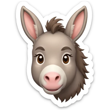 Cute donkey looking sideways with blush sticker
