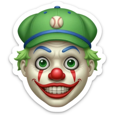 toxic green clown with baseball cap sticker