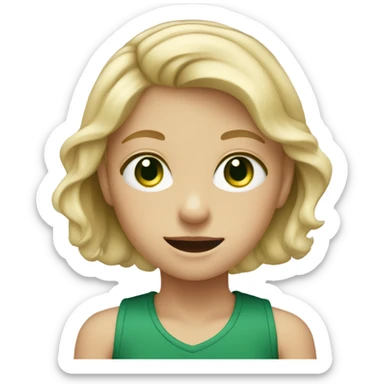 Blonde kid girl with dark green eyes and braces sticker