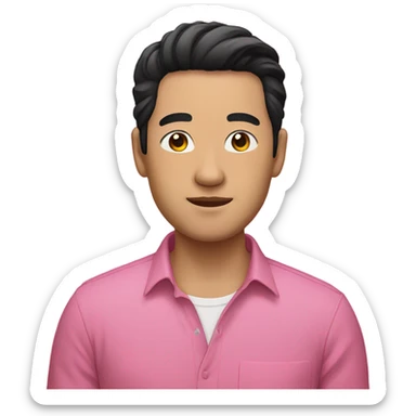 Chinese man in pink shirt black hair  sticker