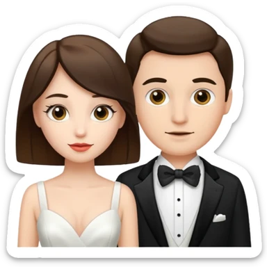A woman in a white dress and a man in a tuxedo sticker