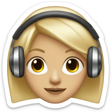 blonde dj girl straight hair with beige headphones sticker