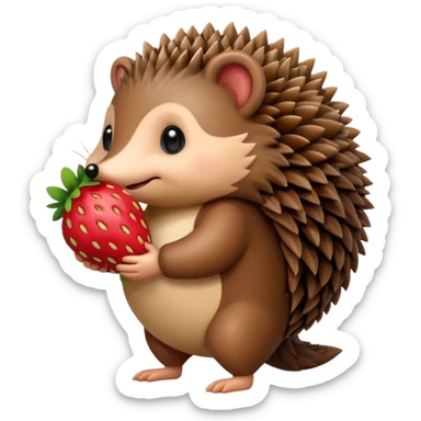 hedgehog with a strawberry on his back sticker