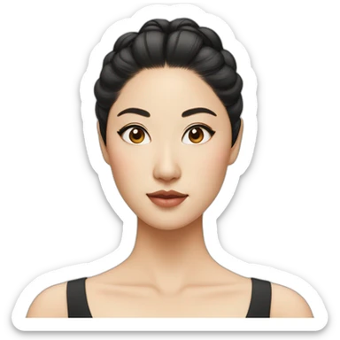 Asian woman with double bun and eye liner sticker