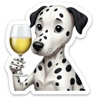 Dalmatian dog drinking white wine sticker
