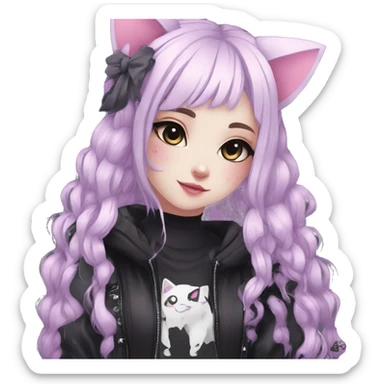 Edgy Kawaii Cute Cool Cartoon Beautiful Elegant Pretty Anime Punk Techwear Gothic Catgirl sticker