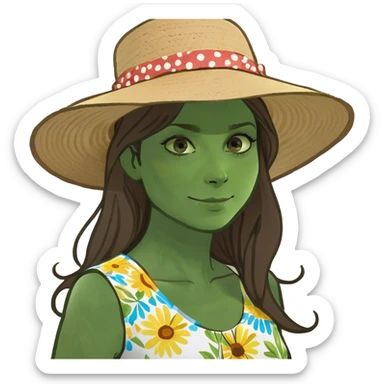 White woman with straight brown hair blue eyes sticker