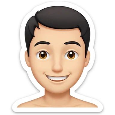 Short black haired male winking with a big smile, young man with short black hair winking one eye and smiling happily sticker