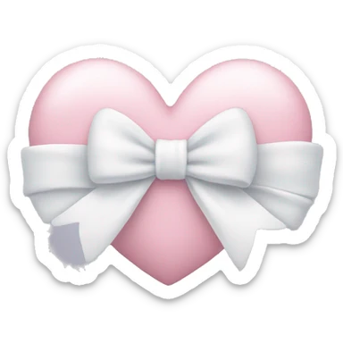 Pastel pink heart with white bow sticker