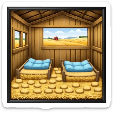 And inside the barn we made them little beds of hay sticker