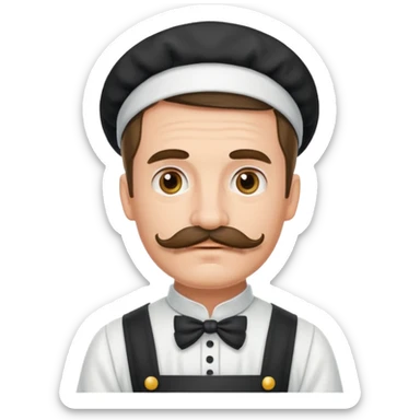 German man with a mustache as a maid sticker