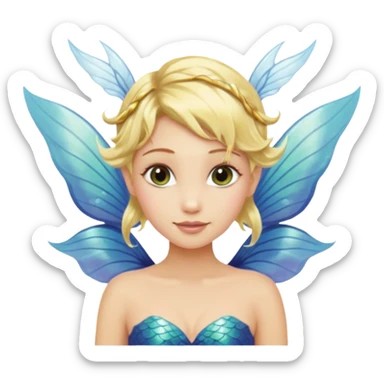 Blonde Mermaid with fairy wings and pixie hair sticker