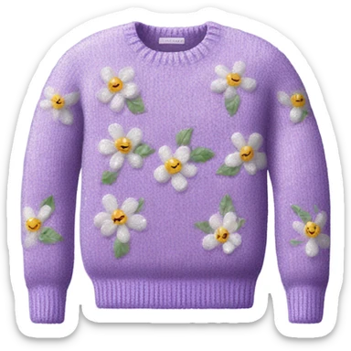 Knit sweater with a floral lilac glittery design sticker
