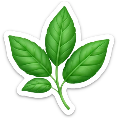 green basil leaf with some purple sticker