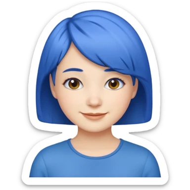 iPhone emoji girl with short blue hair  sticker