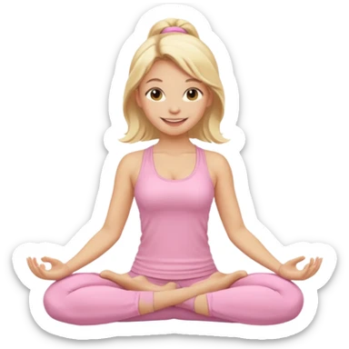 blonde yoga girl light pink clothes n sticker