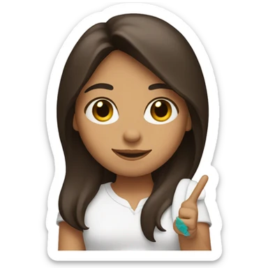 brunette holding up peace sign  sticker